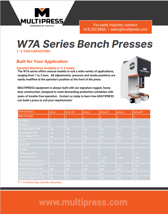 W7A Bench Press Brochure